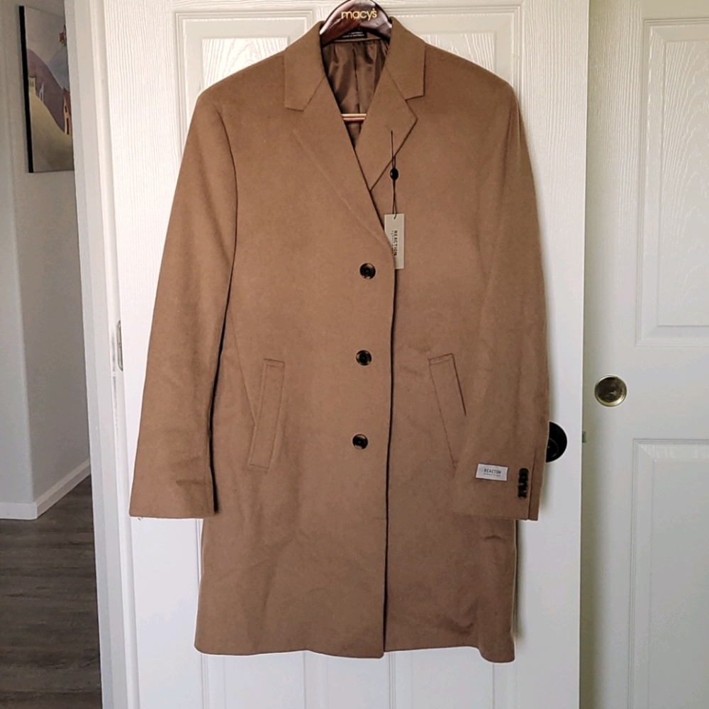 NWT Kenneth Cole Men's Camel Wool Overcoat - 42R